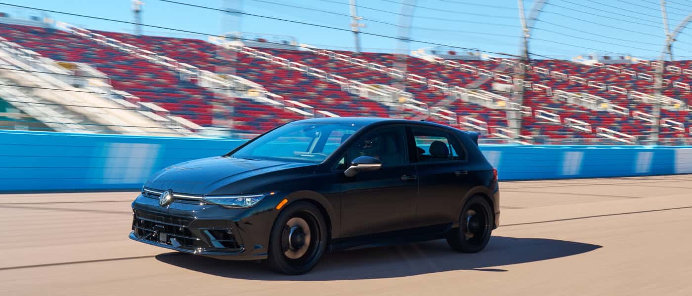 2026 VW Golf R Exterior Driving On Racetrack