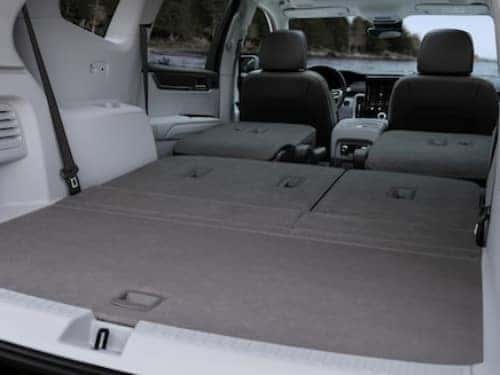 2024 GMC Acadia view of back seats down showing large cargo area