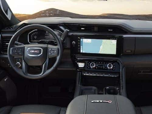 2024 GMC Sierra HD AT4 interior view of front seating area