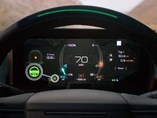 2025 GMC Hummer EV view of drivers dash showing super cruise feature