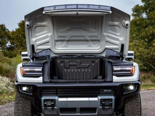 2025 GMC Hummer EV SUV view of open etrunk