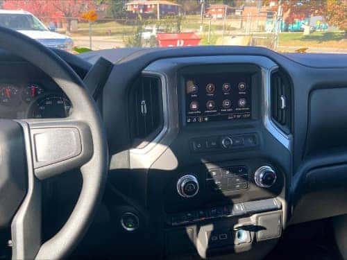 2025 GMC Sierra 1500 close up view of steering wheel and dash