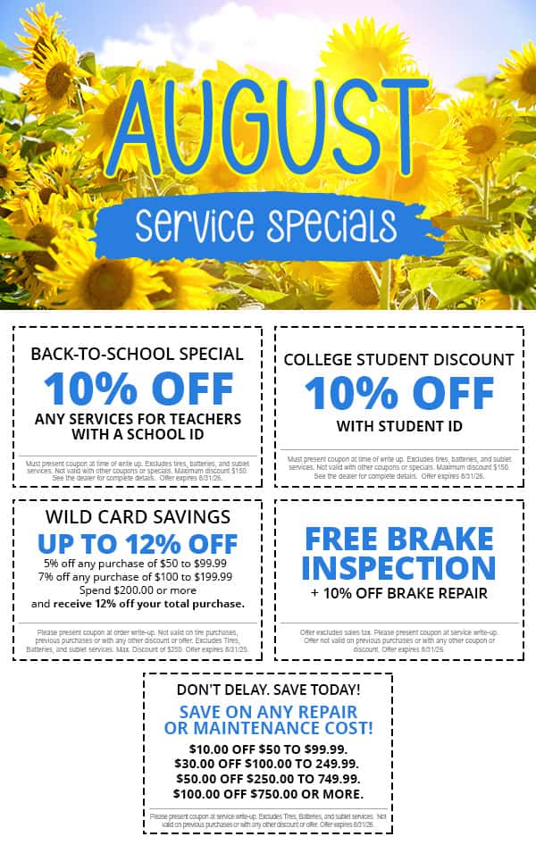 August Service Specials