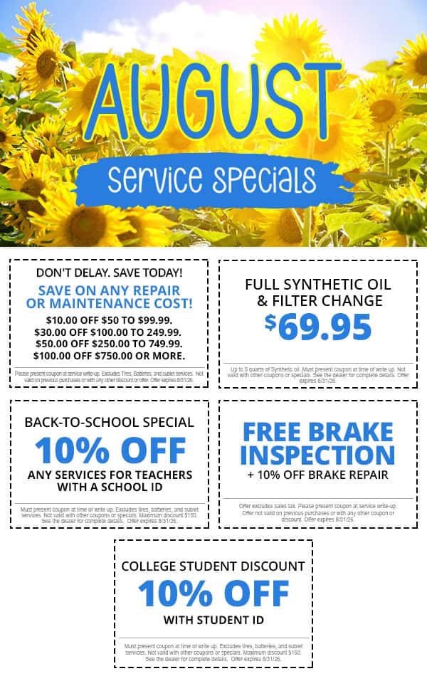 August Service Specials