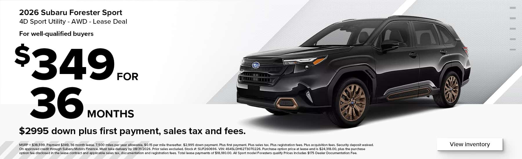 Subaru Forester Leasing Offer at all West Herr Subaru locations in Buffalo & Rochester NY