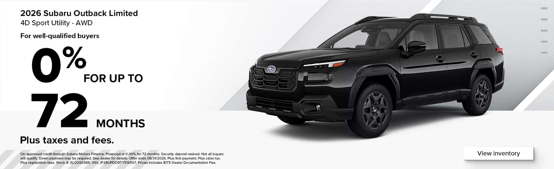 Subaru Outback Limited 0% Financing Offer at all West Herr Subaru locations in Buffalo & Rochester NY